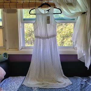 White with flecks, size 4,  sunny sunday mid length dress.  Tags on.